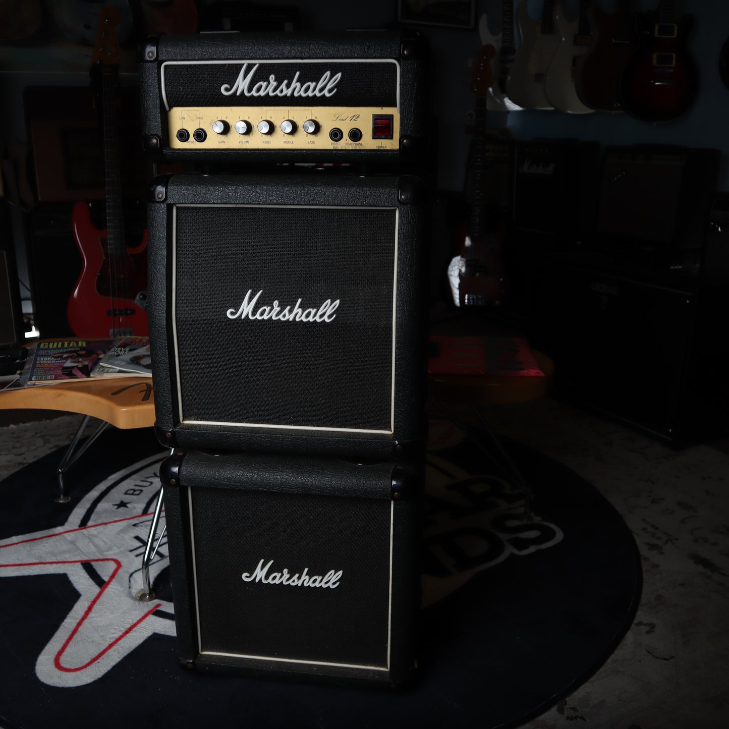 1980's Vintage Marshall Lead 12 Guitar Amplifier Mini Full Stack 3005