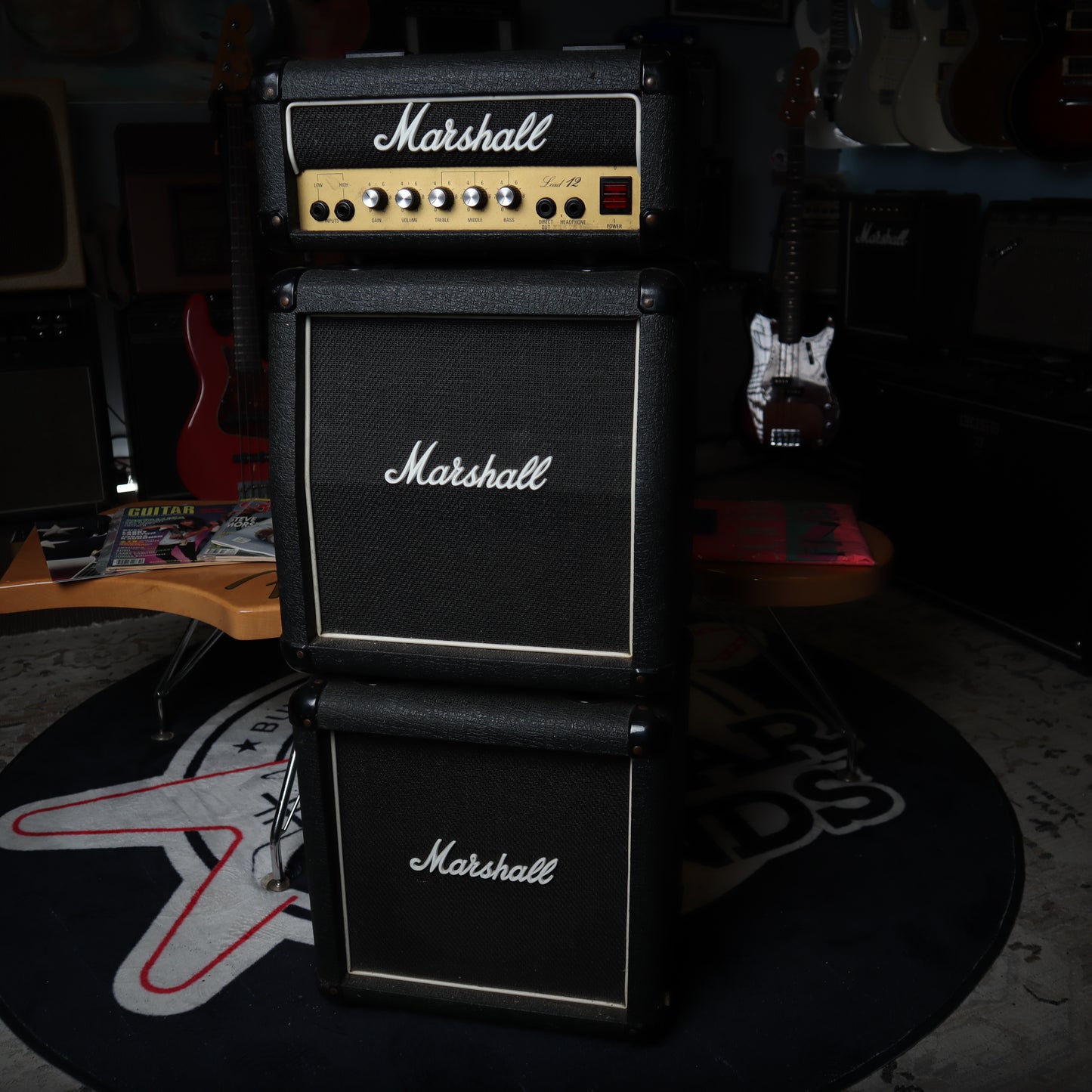 1980's Vintage Marshall Lead 12 Guitar Amplifier Mini Full Stack 3005