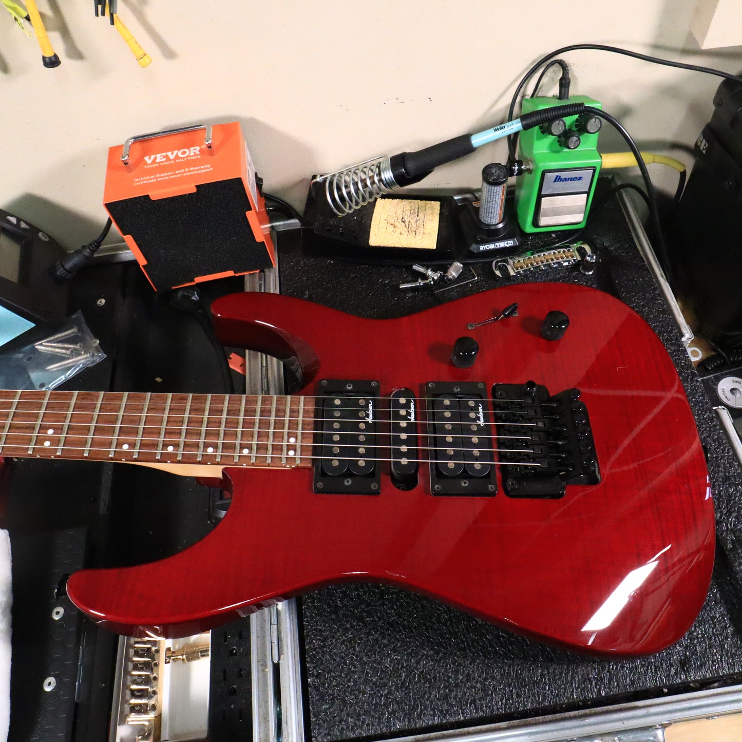 1996 Jackson Performer PS-4 HSH Electric Guitar Trans Red
