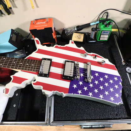 Glen Burton USA Map Electric Guitar American Flag Graphic