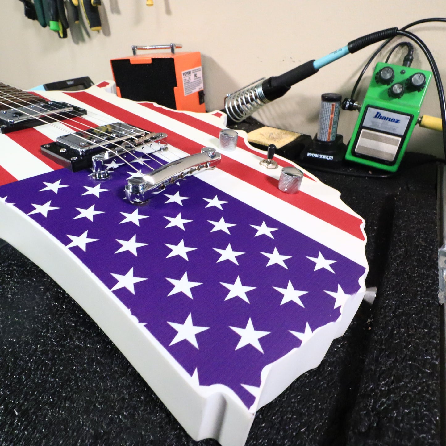 Glen Burton USA Map Electric Guitar American Flag Graphic