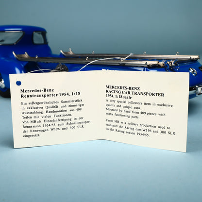 CMC 1:18 Mercedes-Benz Transporter 1954 Renntransporter Blue Wonder
