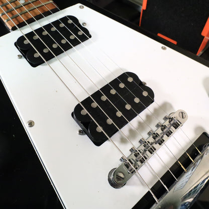 Flying V Style Electric Guitar in Black with White Pickguard