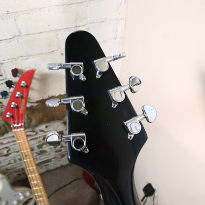 Flying V Style Electric Guitar in Black with White Pickguard