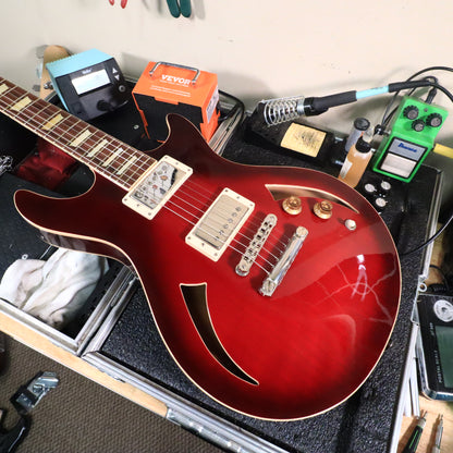 2010 Gene Baker b3 Water Semi-Hollow Mahogany Neck Crimson Burst