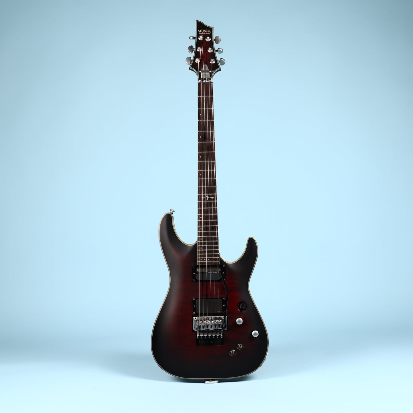 Schecter C-1 Platinum FR S Sustainiac w/ Floyd Rose Crimson Red Burst Satin