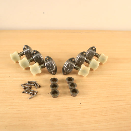 Vintage Epiphone Kolb Guitar Nickel Tuners 3x3 Set Complete