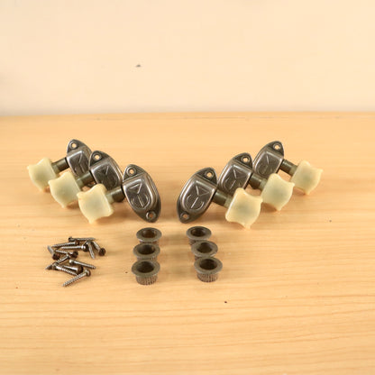 Vintage Epiphone Kolb Guitar Nickel Tuners 3x3 Set Complete