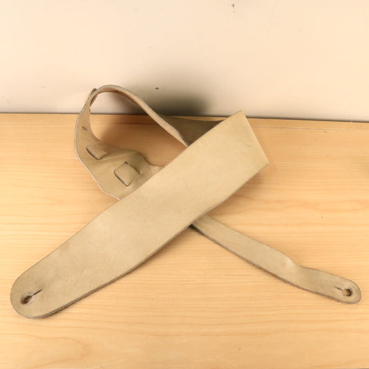 Vintage 3.5" Tan Leather Guitar Bass Strap with Suede Backing Wide