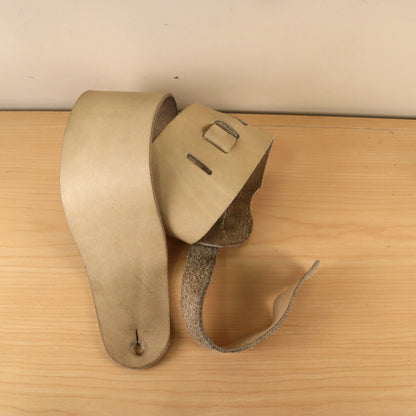 Vintage 3.5" Tan Leather Guitar Bass Strap with Suede Backing Wide