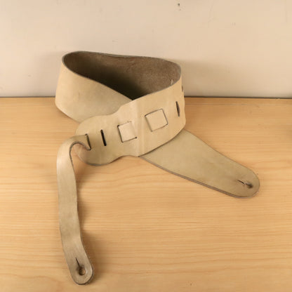 Vintage 3.5" Tan Leather Guitar Bass Strap with Suede Backing Wide