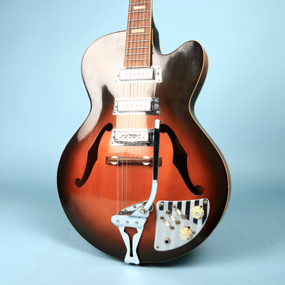 '60s Decca Teisco Hollowbody Sunburst 3 Pickup DMI 502 Electric Guitar