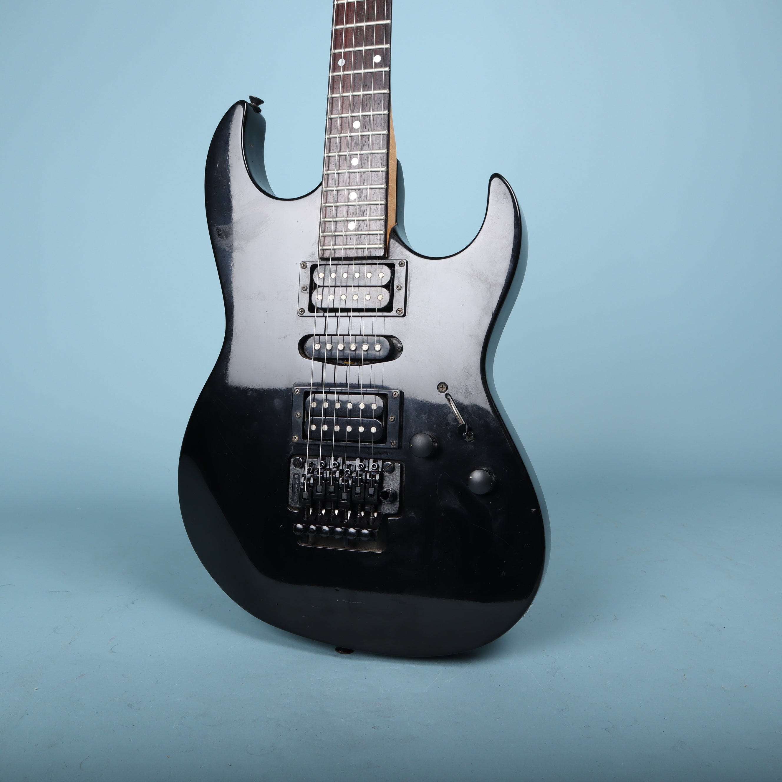 1989 Squier FR-212 Floyd Rose II Black Korea Reverse Headstock