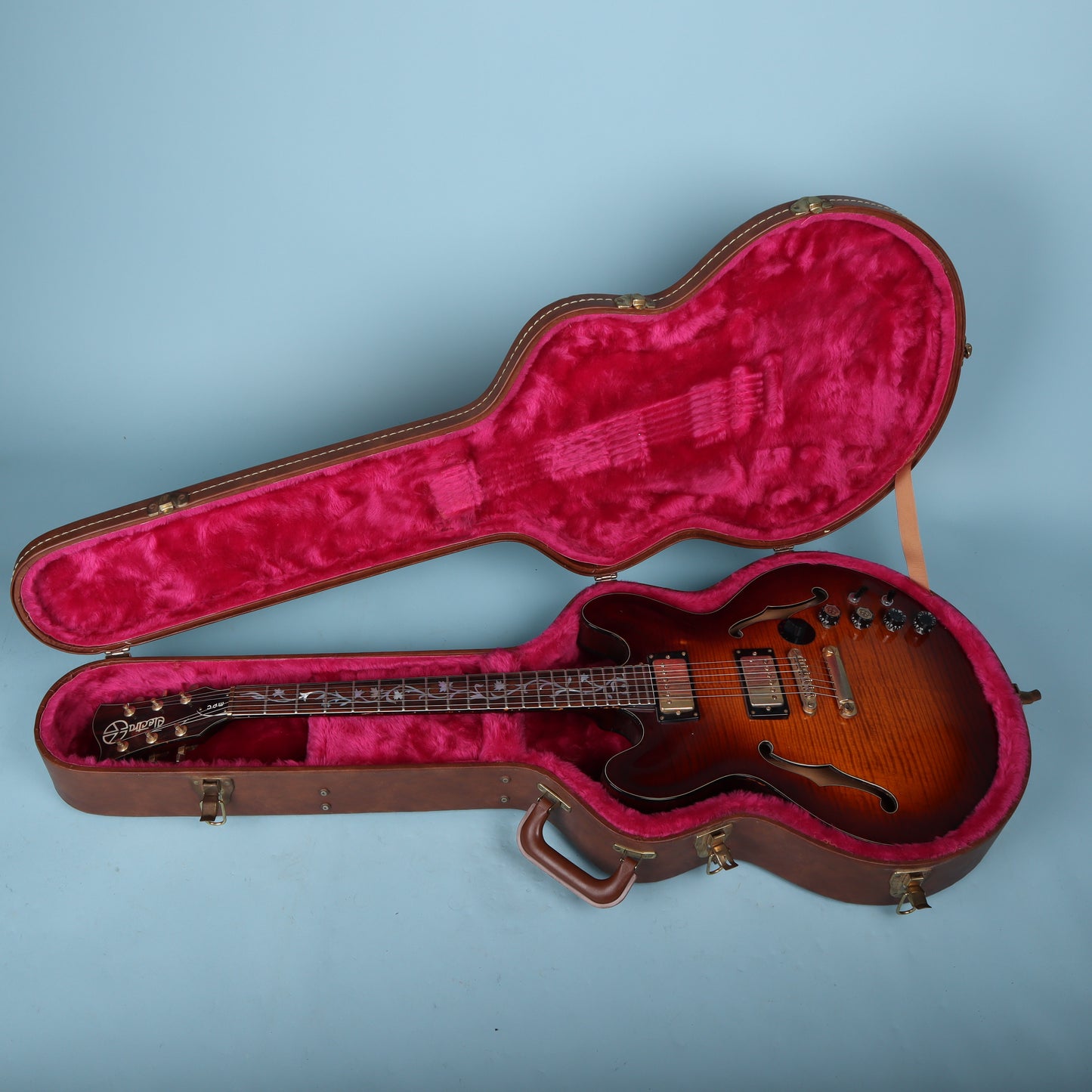 1980's Gibson USA Brown-Pink TKL Semi Hollowbody Guitar Case ES-335 Vintage
