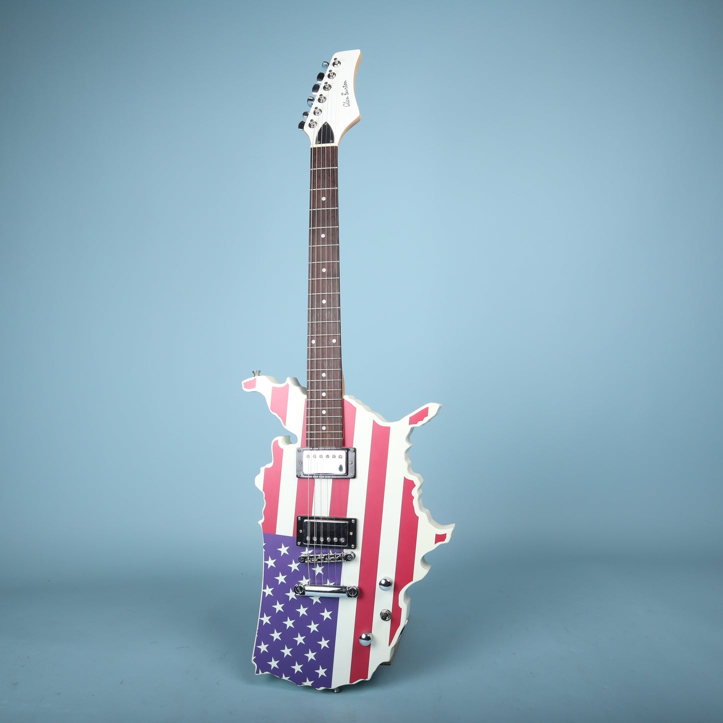 Glen Burton USA Map Electric Guitar American Flag Graphic