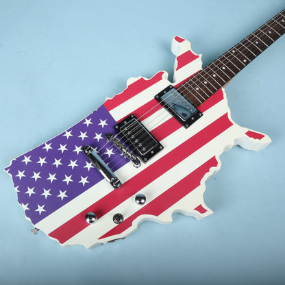 Glen Burton USA Map Electric Guitar American Flag Graphic