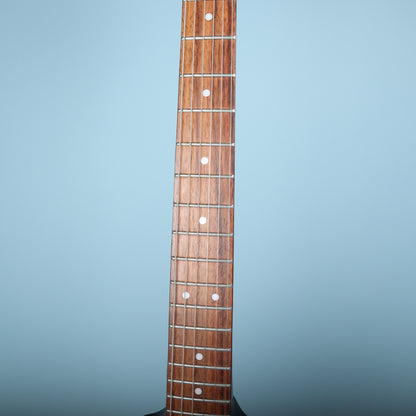 Flying V Style Electric Guitar in Black with White Pickguard