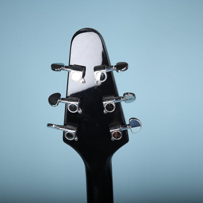 Flying V Style Electric Guitar in Black with White Pickguard
