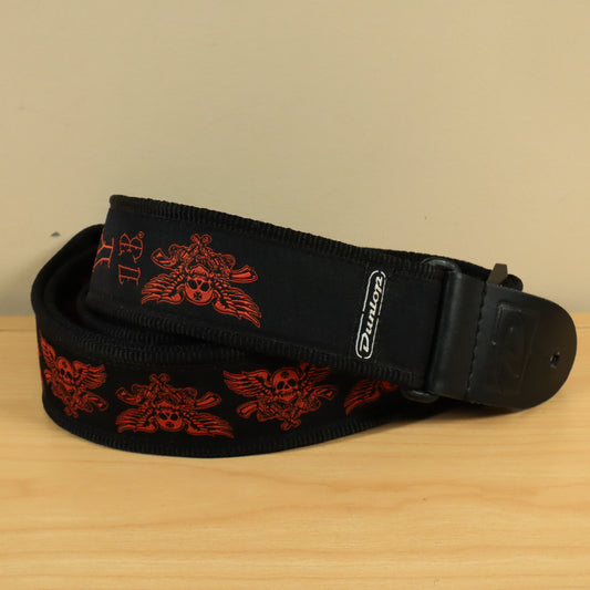 Dunlop Lucky 13 Gun Skull Guitar Strap Red / Black