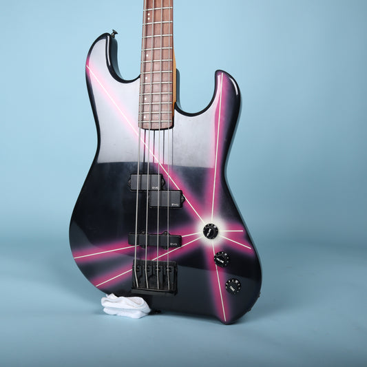 Lag Rockline Electric Bass Guitar Graphic Finish Fushia Laser