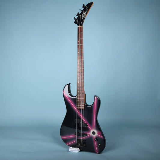Lag Rockline Electric Bass Guitar Graphic Finish Fushia Laser