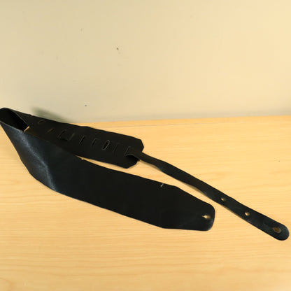 Vintage 1980's Bass/Guitar Leather Strap - Black 3"