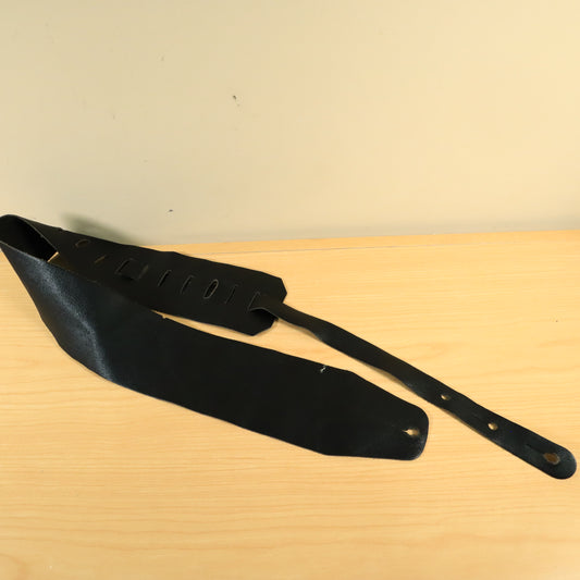 Vintage 1980's Bass/Guitar Leather Strap - Black 3"