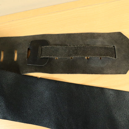 Vintage 1980's Bass/Guitar Leather Strap - Black 3"