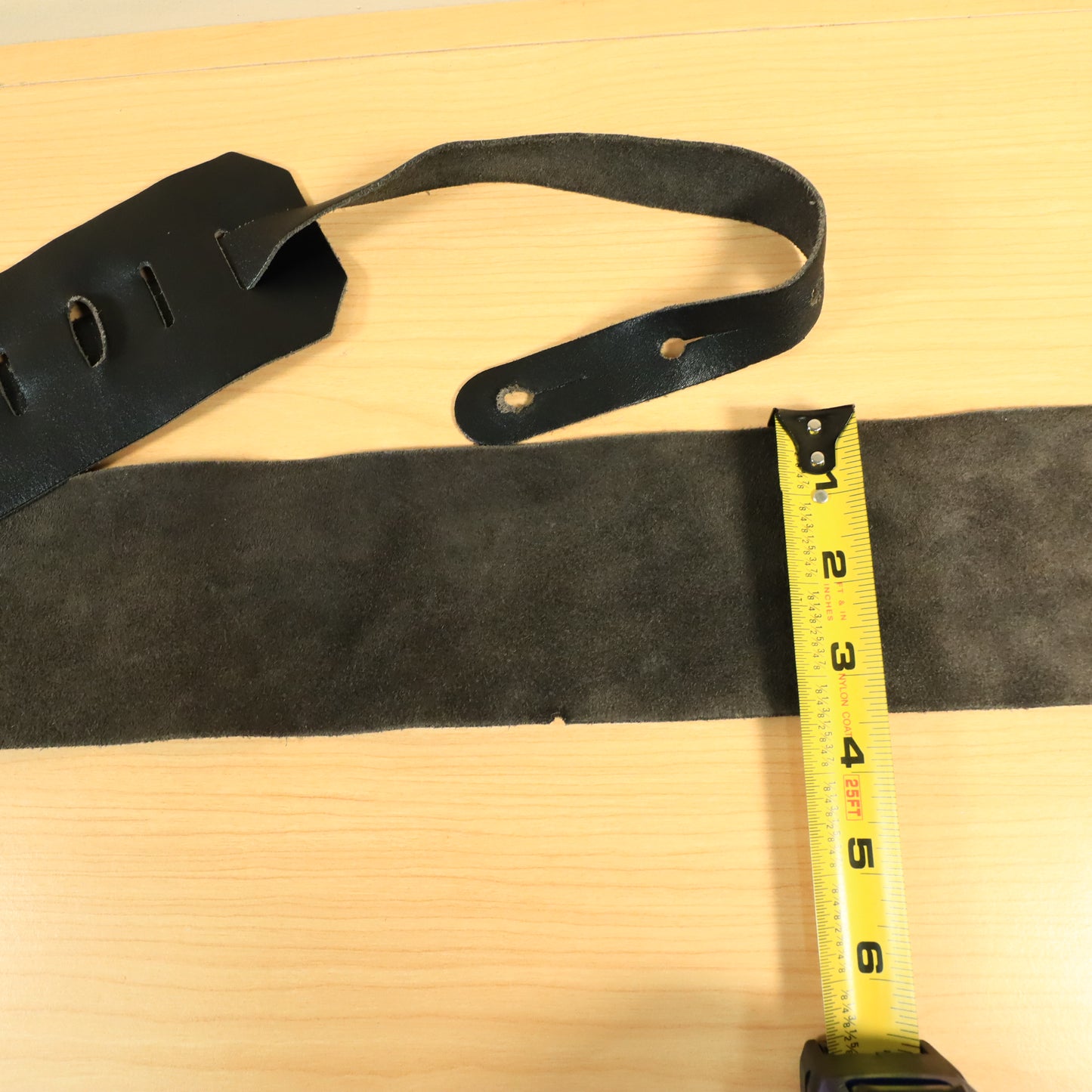 Vintage 1980's Bass/Guitar Leather Strap - Black 3"