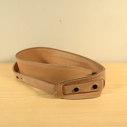 LM Padded Brown Bass 3" Inch Leather Guitar Strap