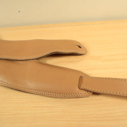 LM Padded Brown Bass 3" Inch Leather Guitar Strap