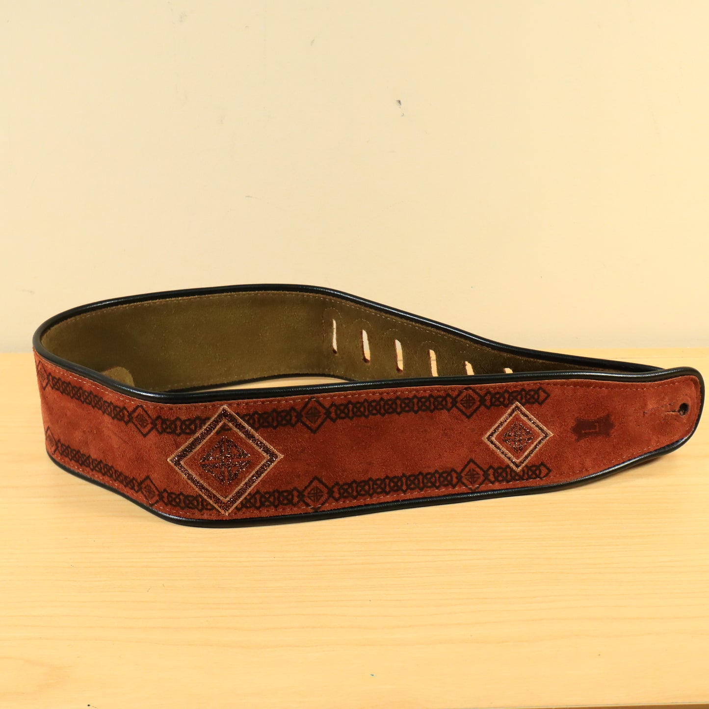 Levy's MSS3EP Embossed Suede Guitar Strap - Box Tribal