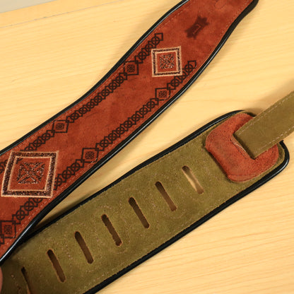 Levy's MSS3EP Embossed Suede Guitar Strap - Box Tribal