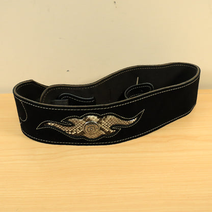 Franklin Strap Bass Soft Leather Suede Snake Inlay Concho Medallion Strap 3"