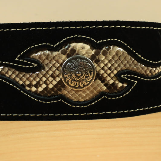 Franklin Strap Bass Soft Leather Suede Snake Inlay Concho Medallion Strap 3"