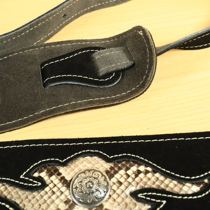 Franklin Strap Bass Soft Leather Suede Snake Inlay Concho Medallion Strap 3"