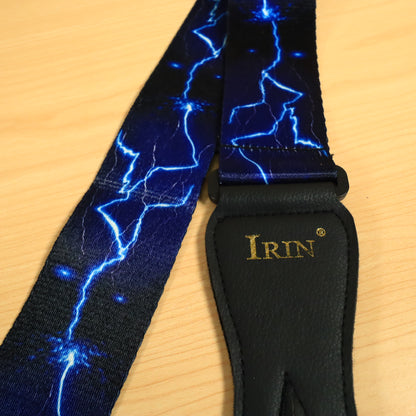 IRIN Guitar Strap Blue Lightning Polyester Adjustable