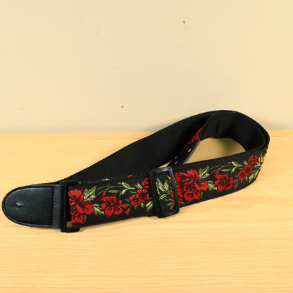 Art Tribute Floral Guitar Strap (Black/Red)