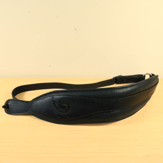 LM X-Clef Ropemaker Leather 3" Black Padded Bass Strap