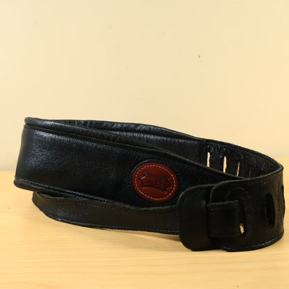 Levy's MSS2-XL Signature Legacy Garment Leather 3" Guitar Strap Black Bass