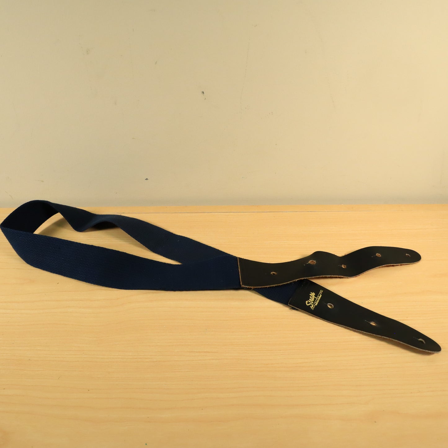 1980's Straps Unlimited Inc. USA Leather Guitar Strap Dark Blue