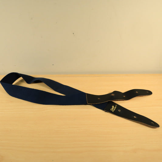 1980's Straps Unlimited Inc. USA Leather Guitar Strap Dark Blue