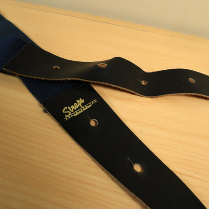 1980's Straps Unlimited Inc. USA Leather Guitar Strap Dark Blue