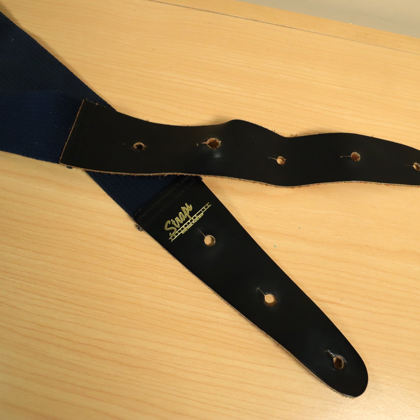 1980's Straps Unlimited Inc. USA Leather Guitar Strap Dark Blue