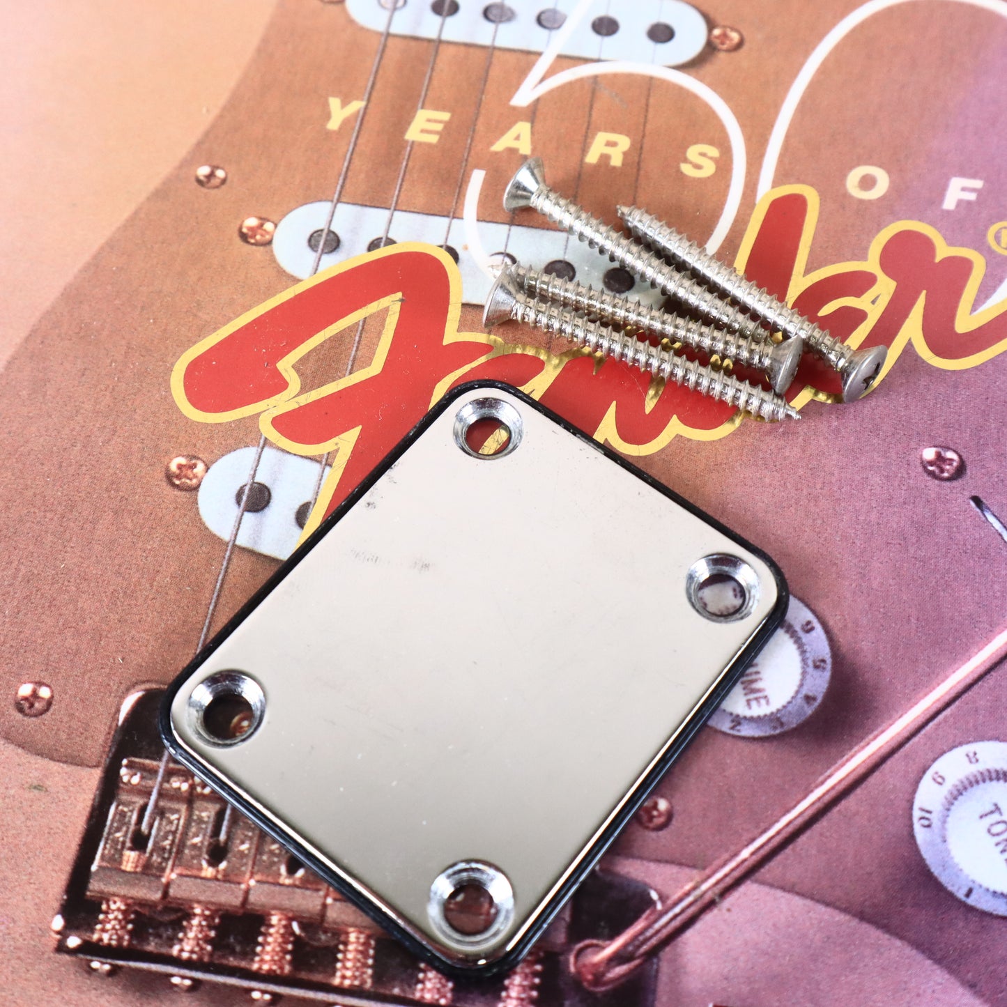 1980s Squier Japan Neck Plate, Contemporary Stratocaster, Screws, Gasket, Fender