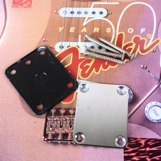 1980s Squier Japan Neck Plate, Contemporary Stratocaster, Screws, Gasket, Fender