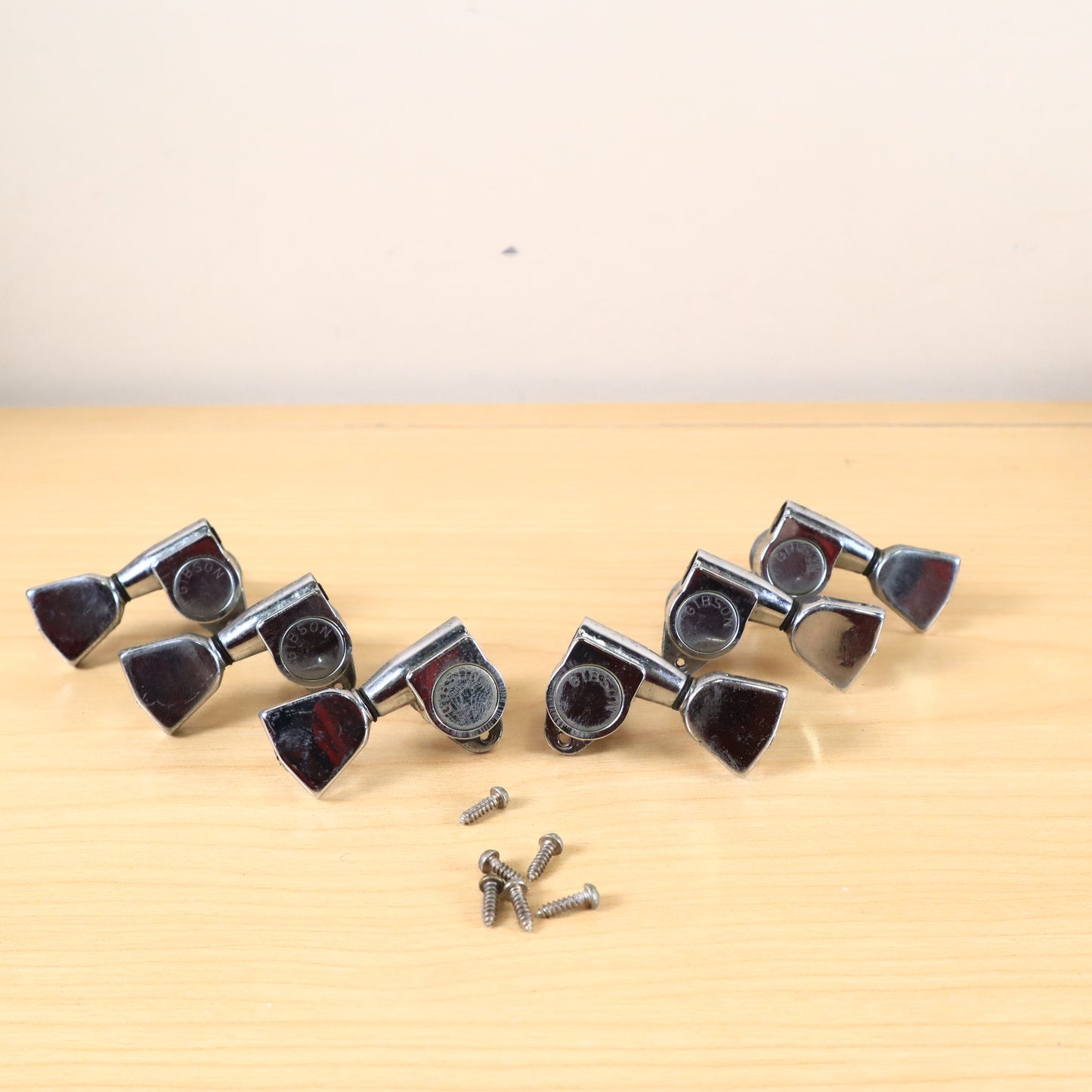 Vintage 1972 Gibson Embossed Logo Chrome Tuners Les Paul ES SG 1970's