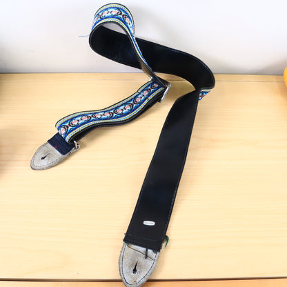 Vintage 1960s Guitar Strap Hippie Woven Multi Color Blue Hootenanny