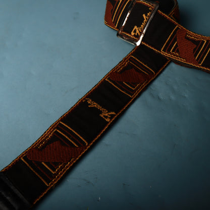 60s Fender Woven Monogramed Logo Headstock Guitar Strap Metal Buckle