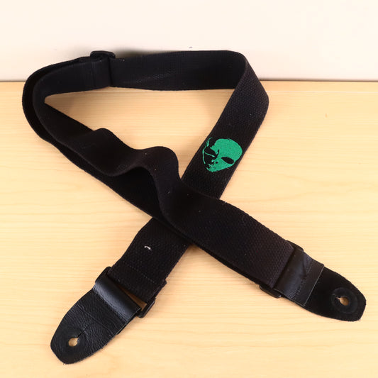 Henry Heller 2" Cotton Adjustable Guitar Strap Black Alien UFO Embroidery NWT